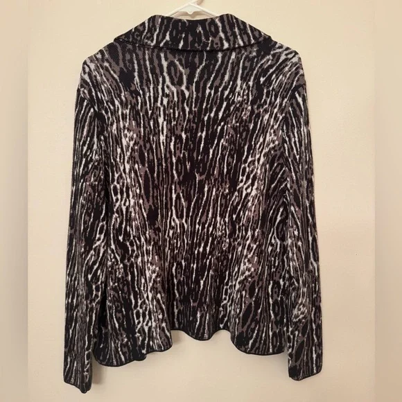 Chico's Open Cardigan Sweater Size 3 XL Animal Print Collar Knit Long Sleeve - Picture 5 of 5